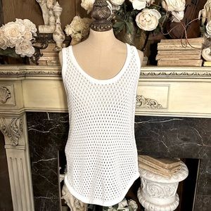 Ann Taylor white ope weave cotton tank top
